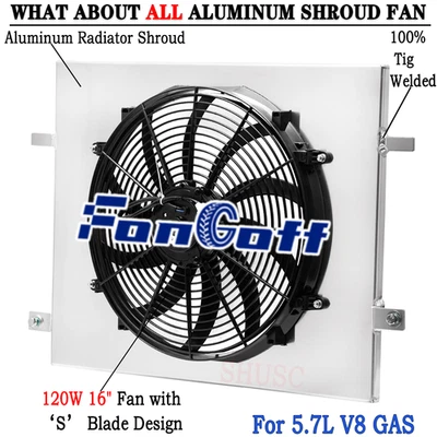 Aluminum Shroud+ Electric Fan For 2004-2009 Dodge Ram 1500 2500 3500 5.7L V8 GAS Foto 1 de 4