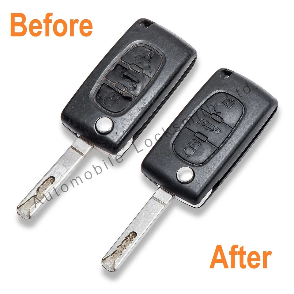 Key Repair - Peugeot 107 207 307 308 407 3 Button Remote Flip Key Fob Fix Case - Image 1 of 1