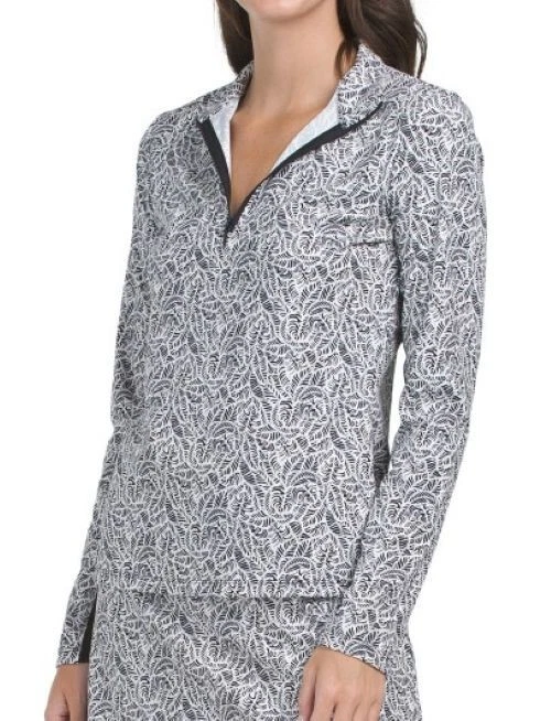 NWT TOMMY BAHAMA MARBLED PALM BLACK WHITE Long Sleeve Golf Tennis Shirt S M L XL - Image 1 of 1