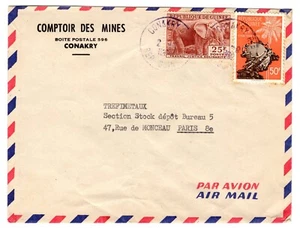 GUINEE 1960 "COMPTOIR DES MINES" CONAKRY COVER TO PARIS, VIOLET CDS's - Picture 1 of 2