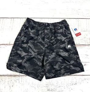 Russell Men’s Athletic Active Shorts Woven Cross Training Sz Med Black Camo New - Picture 1 of 6
