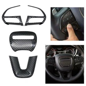 Car Steering wheel cover trim For Dodge Challenger 2015-2019 4 PCS Carbon Fiber - Picture 1 of 10