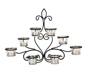 2 Pack - Hosley Collection Scrolled Iron Tealight Wall Sconce, 17 x 12, Holds 8 - Picture 1 of 6