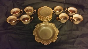 Bombay Company Coffee/Tea Cup & Saucer Brown & Gray Speckled Scroll Work   - Picture 1 of 10