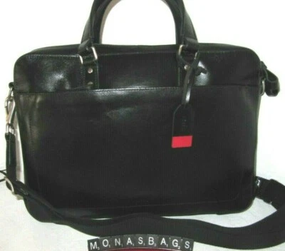 Fossil 全新 男式 Defender Brief 公文包 黑色包 MBG9463001 皮革 全新带标签 $298 — 第 1/4 张图片