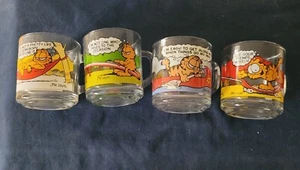 Vintage McDonald's Garfield Mugs, Set of 4 Glass Collectibles, 1978-80 - Picture 1 of 5