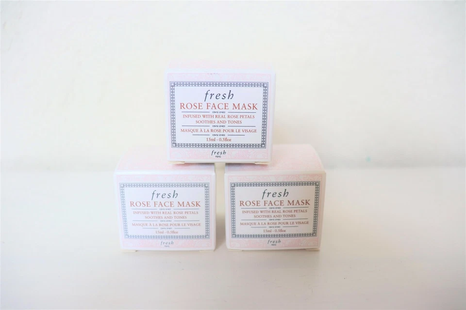3 X Fresh Rose Face Mask Infused with Real Rose Petals 0.5 fl oz / 15 ml ea NIB - Image 1 of 2