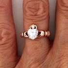 Rose Gold Plated Sterling Silver Claddagh Ring, Silver Ring, Heart Ring, CZ Ring