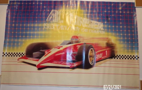 Vintage 1983 Al Unser Cart Indy Car Champion Miller High Life Poster 22" x 34" Cover