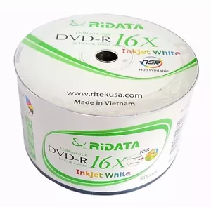 50 RIDATA Blank 16X DVD-R DVDR White Inkjet Hub Printable 4.7GB Recordable Disc - Picture 1 of 3