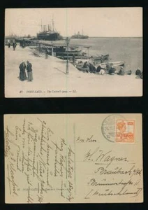 EGYPT 1924 DUTCH INDIES SURCHARGE FRANKING SALATIGA PMK CUSTOMS QUAY SHIPS PPC - Picture 1 of 3