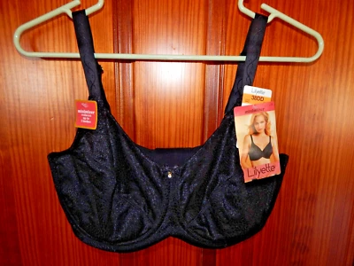 LILYETTE MINIMIZER BLACK BRA, UNDERWIRE, CLOTH LINING, SIZE 38 DD, NWT - Image 1 of 4