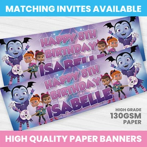 BANNER DE CUMPLEAÑOS VAMPIRINA PERSONALIZADO CUALQUIER NOMBRE BANNER FIESTA - Imagen 1 de 3