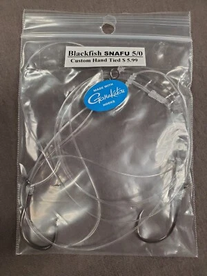 CUSTOM HAND TIED BLACKFISH SNAFU RIGS WITH 60LB LEADER & GAMAKATSU HOOKS