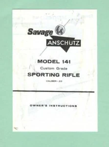 Savage Anschutz 141 Owners Manual Reproduction - Picture 1 of 1