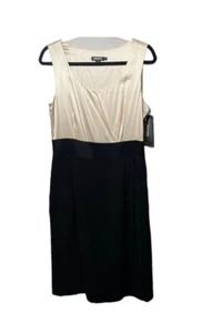 NWT DKNY classic cream silk top with black wool textured bottom. size 10. - Picture 1 of 8