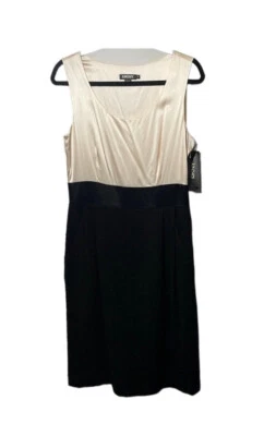 NUEVO CON ETIQUETAS DKNY clásico top de seda crema con fondo texturizado de lana negra Boucle. talla 10. Foto 1 de 4