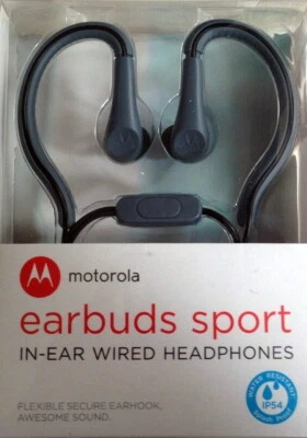 Genuine Motorola Sport Earbuds SH008 Flexible Earhook IP54 Water Resistance Grey - Image 1 of 3