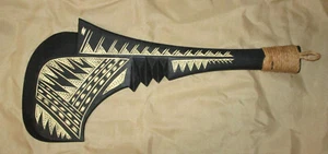 HAWAIIAN CLUB WEAPON Replica Carved Wood Cord Handle Incised Decoration 18 1/2" - Picture 1 of 2