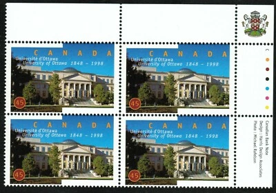 Canada sc#1756 University of Ottawa: Tabaret Hall, UR Imprint Block, Mint-NH - Image 1 of 2