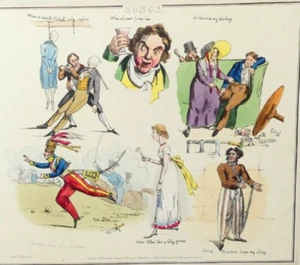 Henry Alken Hand Coloured Print Popular Songs Illustration 1822 - Picture 1 of 2