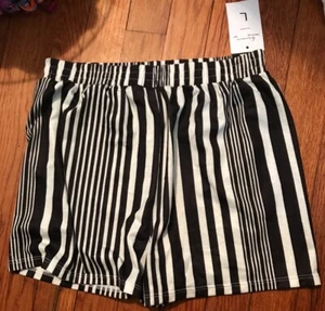 NUEVO Pantalones Cortos Para Mujer Cintura Elástica Informales Talla Grande Bonnie Jean Negros Rayas - Imagen 1 de 4