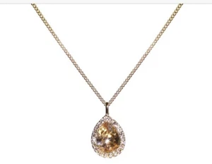 $42 Givenchy champagne gold tone crystal pendant necklace 747 GN - Picture 1 of 8
