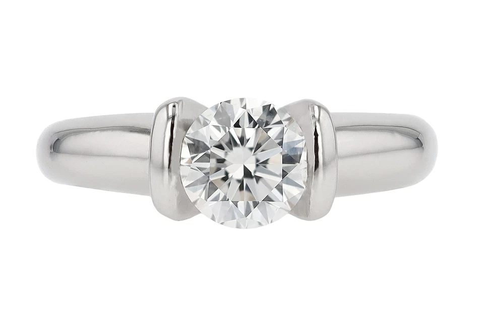 Anillo conjunto solitario de tensión de diamantes de 1 quilate certificado por Scott Kay IGI Foto 1 de 4