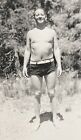 Vintage Photo Shirtless Man Swim Shorts Summertime Gay Interest
