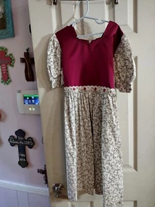 Vintage Handmade Dress Girls Size 6X Floral Cottagecore Satin Ivy - Picture 1 of 8