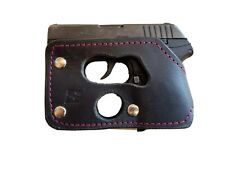 Pocket Holster Fits Ruger LCP 380 / Kel-Tec P3AT Wallet Shoot Thru Black Leather