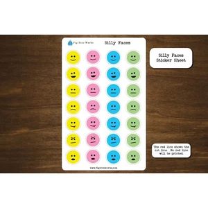 Silly Faces Sticker Sheet | Planner and Journal Stickers | Decoration Stickers - Picture 1 of 1