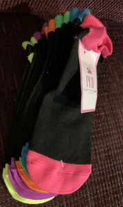 JUSTICE PEDS SIZE 5-9 BRIGHT COLOR ACCENT 6 PAIRS SUPER CUTE!! - Picture 1 of 3