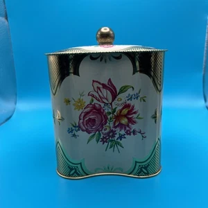 Vintage Tall Floral Pattern Collectible Tin with Lift Off Lid - Picture 1 of 9