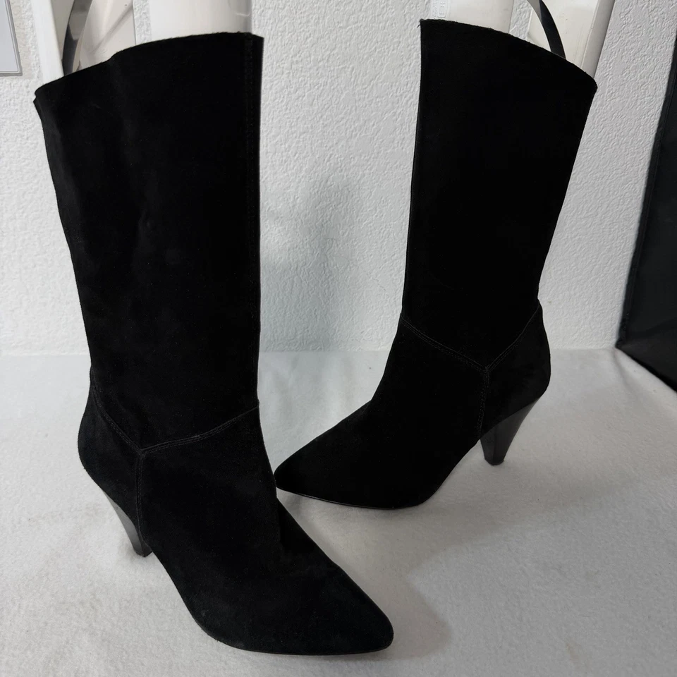 Steve Madden Suede Leather Ankle Boots Black Size 8 M Kitten Heels - Image 1 of 4