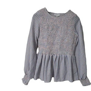 Waverly Grey Anthropologie Bluse blau Ainsley gesmoktes Schößchen Oberteil Damen Gr. XS - Bild 1 von 7