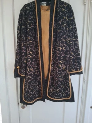 Chaqueta y blusa túnica kimono pequeña 8/10 vintage Jeanne Marc para mujer Foto 1 de 4