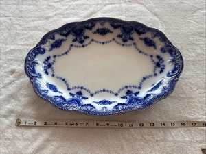 Antique W H Grindley Waverly Flow Blue White China 16.25” Platter Ironstone - Picture 1 of 13