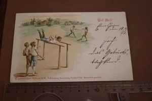 tolle alte  Aquarell Sport-Postkarte - Gut Heil - 1898  - Picture 1 of 2