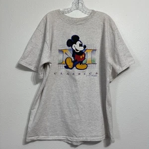 Disney Genius grau bestickt Einzelnaht Mickey Mouse T-Shirt Herren Größe L - Bild 1 von 15