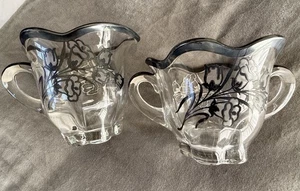 Duncan Miller Canterbury Vintage Cream & Sugar Set Floral Embossed Black Silver - Bild 1 von 13