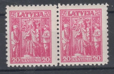 Par Letônia MNH com variedade desconhecida - Ponto de cor em vez de 5 em 15 St. #235 RRR - Imagem 1 de 3