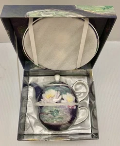 McIntosh Fine Bone China Tea for One Teapot Cup Saucer Monet Water Lily NEW Box - Picture 1 of 9