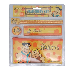 Vintage 1999 The Flintstones Stationery Set Sealed Ruler, Pencil Case, Eraser - Picture 1 of 9