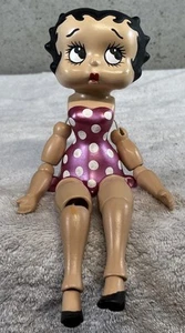 Vintage 1980s Betty Boop Pink Polka Dot Jointed Porcelain Bisque Doll - Picture 1 of 13