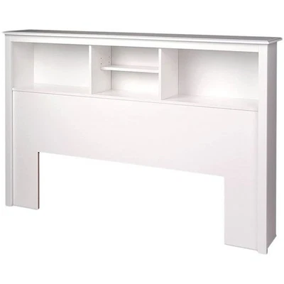 Full / Queen size Stylish Bookcase Headboard in White Wood Finish - Image 1 of 2