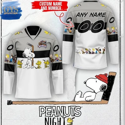 Personalizar Knoxville Ice Bears Peanuts Noche Hockey Camisa Todo Impreso Regalo de Navidad Foto 1 de 4