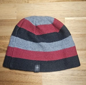 Smartwool Women's 100% Merino Wool Beanie Red Striped Hat - Picture 1 of 6