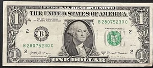 2017 A $1 Dollar Bill - Offset Printing Back To Front Wet Ink Transfer Error - Picture 1 of 5