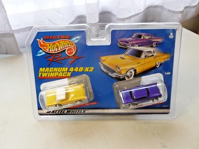 NEW HOTWHEELS MATTEL TWINPACK MAGNUM'57 T-BIRD IN YELLOW/WHITE'57CHEVY IN PURPLE - image 1 of 4
